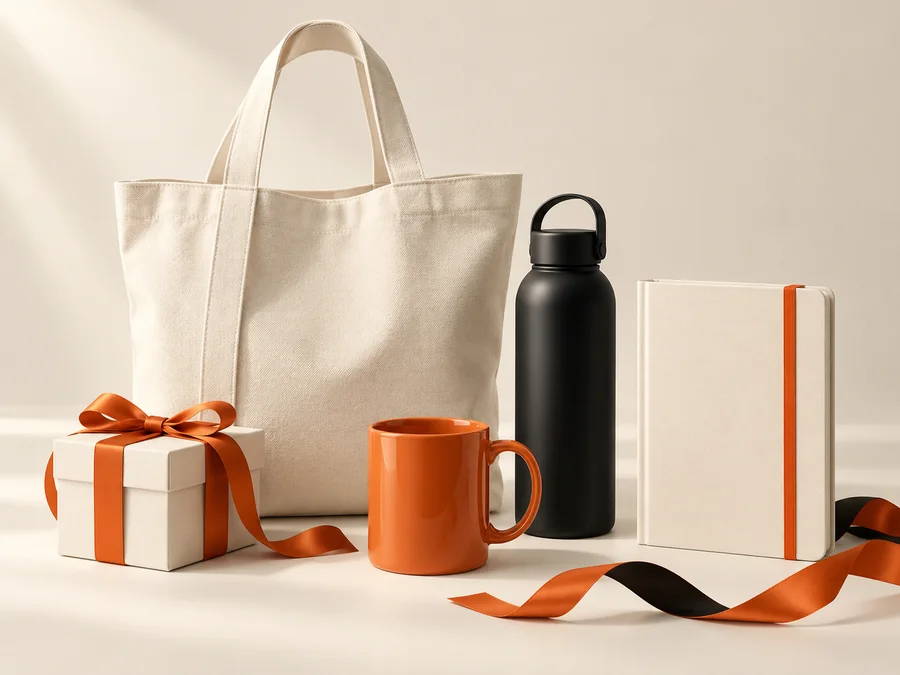Bolsa, taza, botella y libreta como artículos personalizables